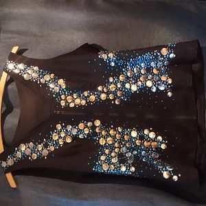 Flashy western horse show vest black blue silver stretchy